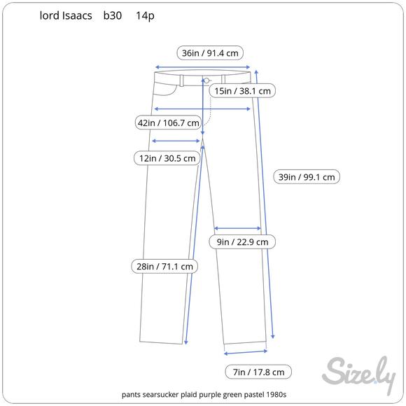 pants searsucker plaid purple green pastel 1980s - Picture 2 of 9
